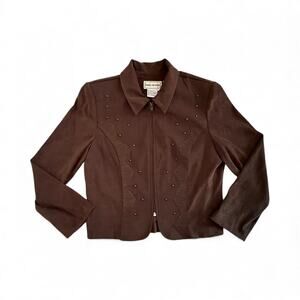 Vintage Karin Stevens Embellished Dark Olive Green Jacket - 12